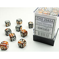 Chessex - Gemini 12mm D6 Dice Block - Copper & Steel w/White