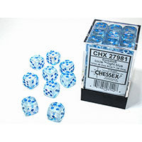 Chessex - Borealis 12mm D6 Dice Block - Luminary Icicle/light blue Dice Block