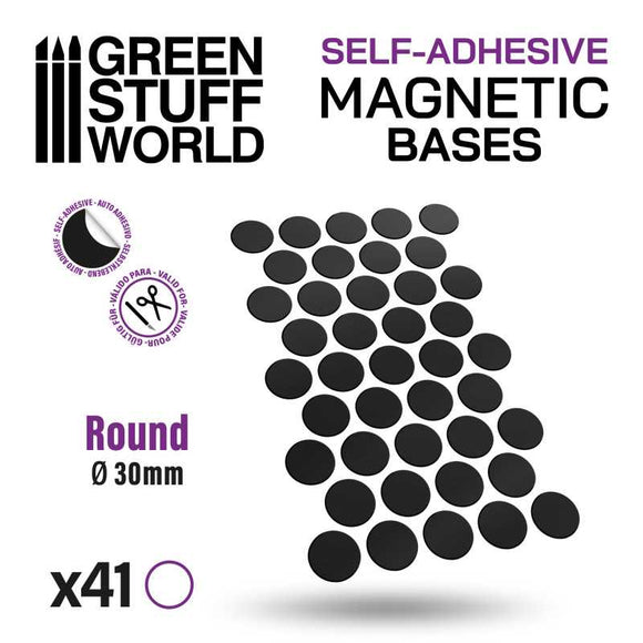 Green Stuff World: Round Magnetic Sheet SELF-ADHESIVE - 30mm x 41