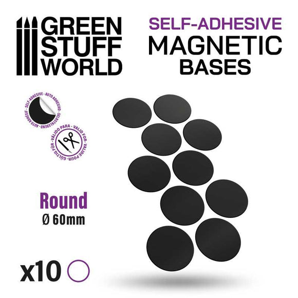 Green Stuff World: Round Magnetic Sheet SELF-ADHESIVE - 60mm x 10